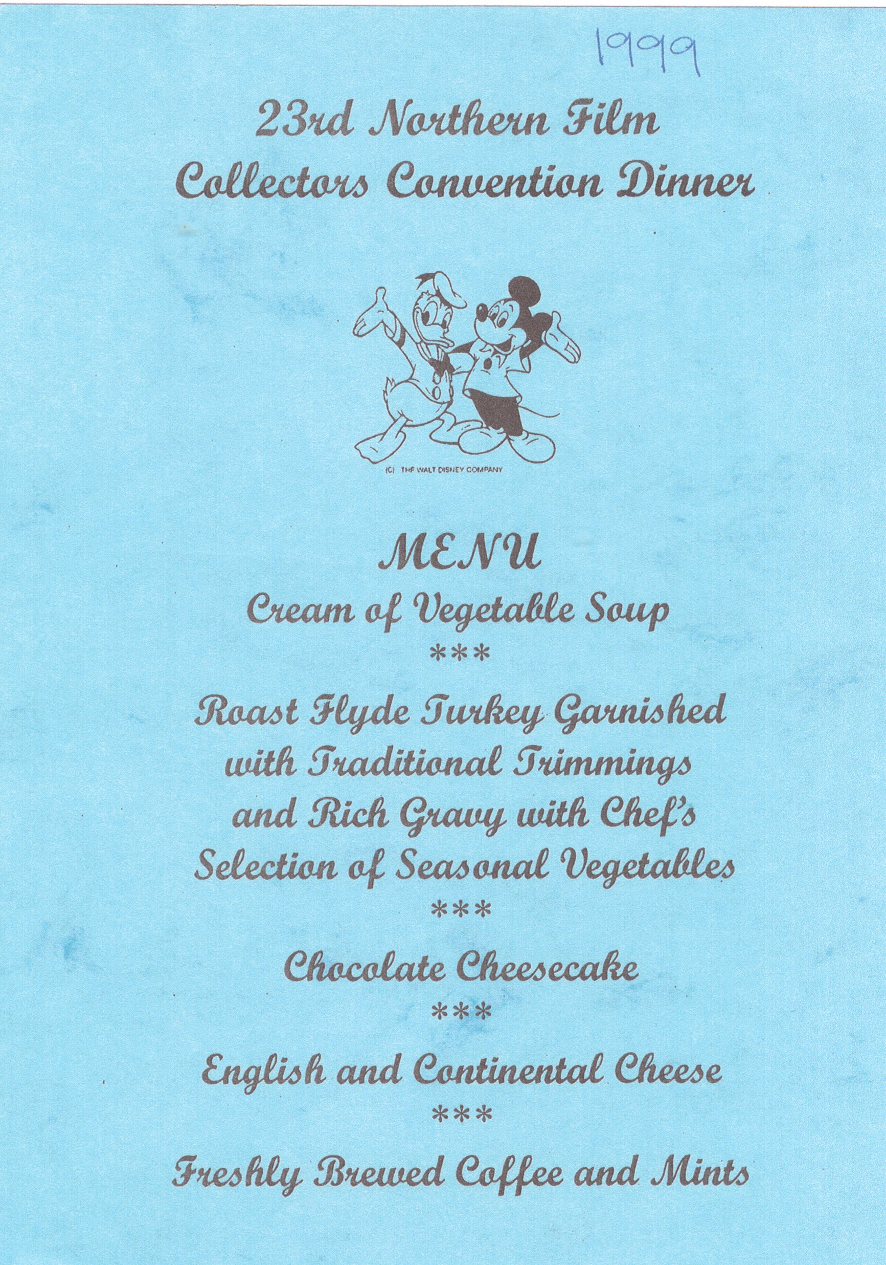 1998 Convention Dinner menu
