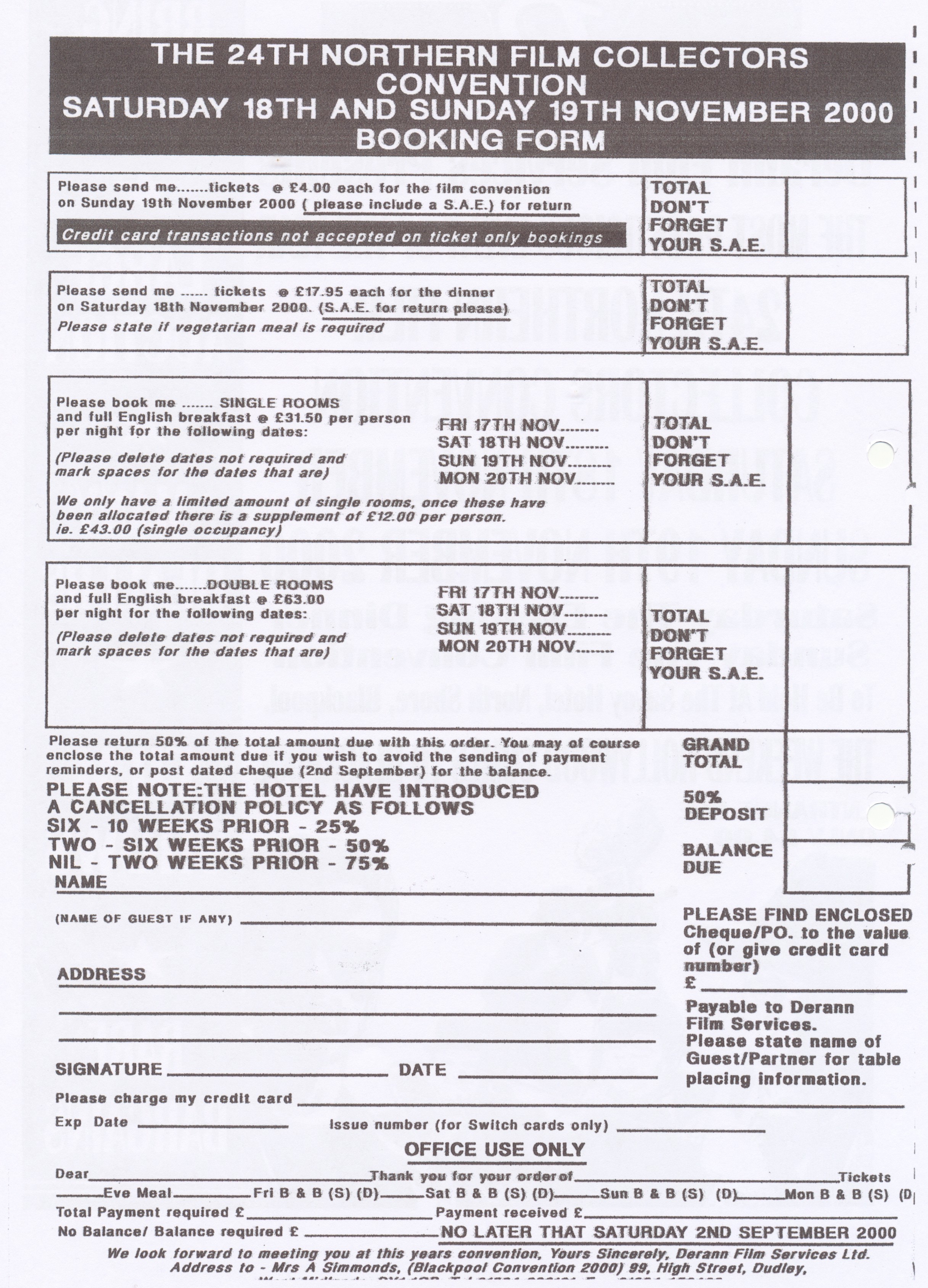 2000 Convention booking form