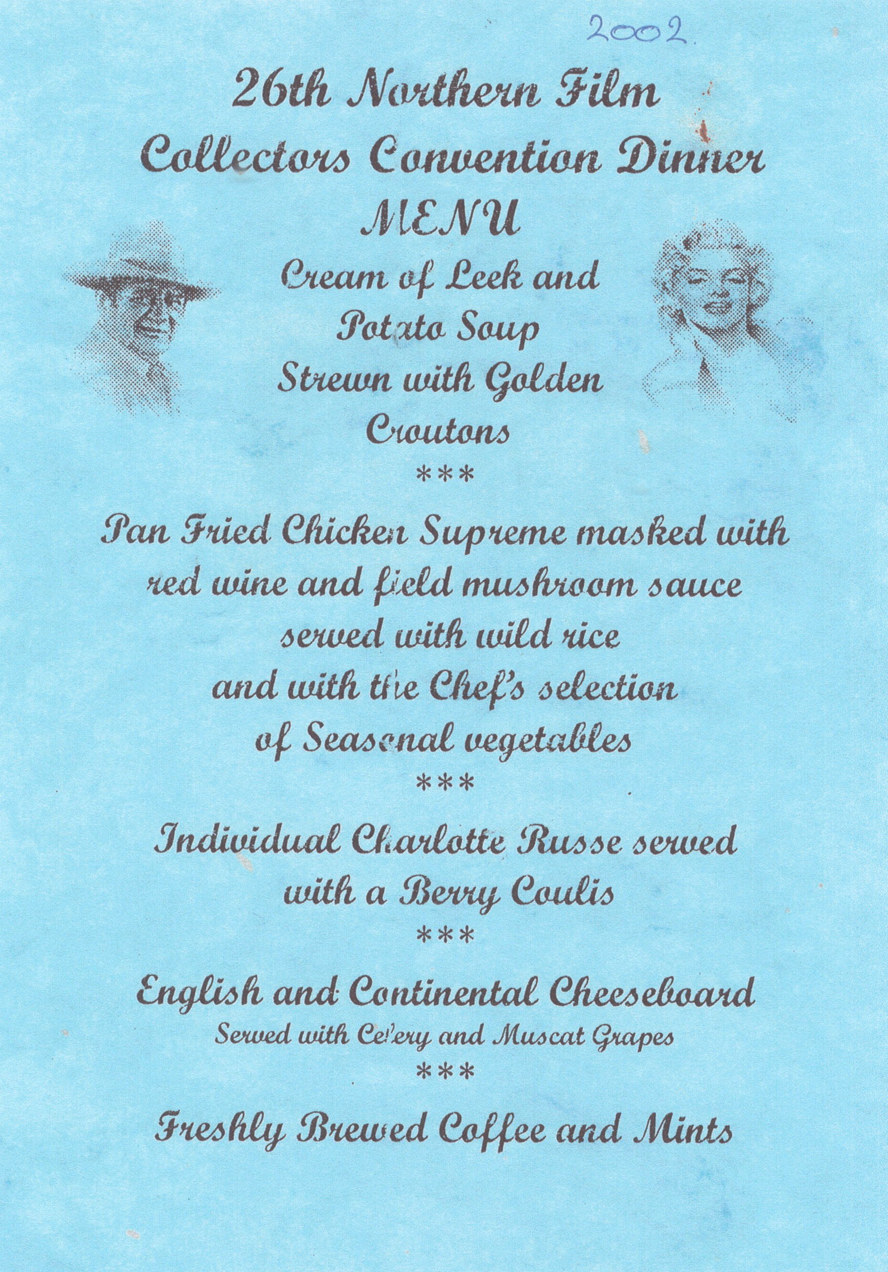 2002 Convention Dinner menu