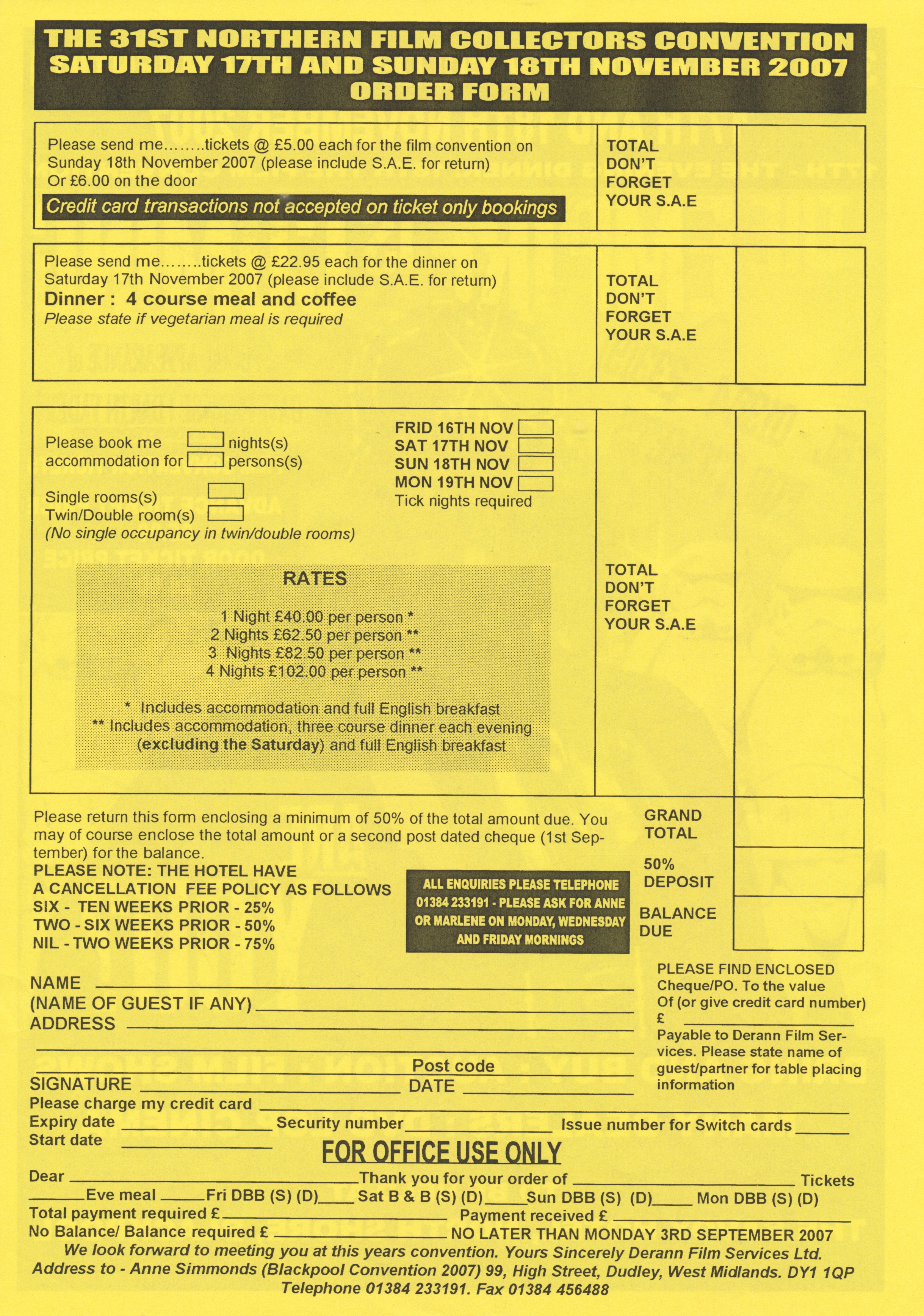 2007 Convention booking form