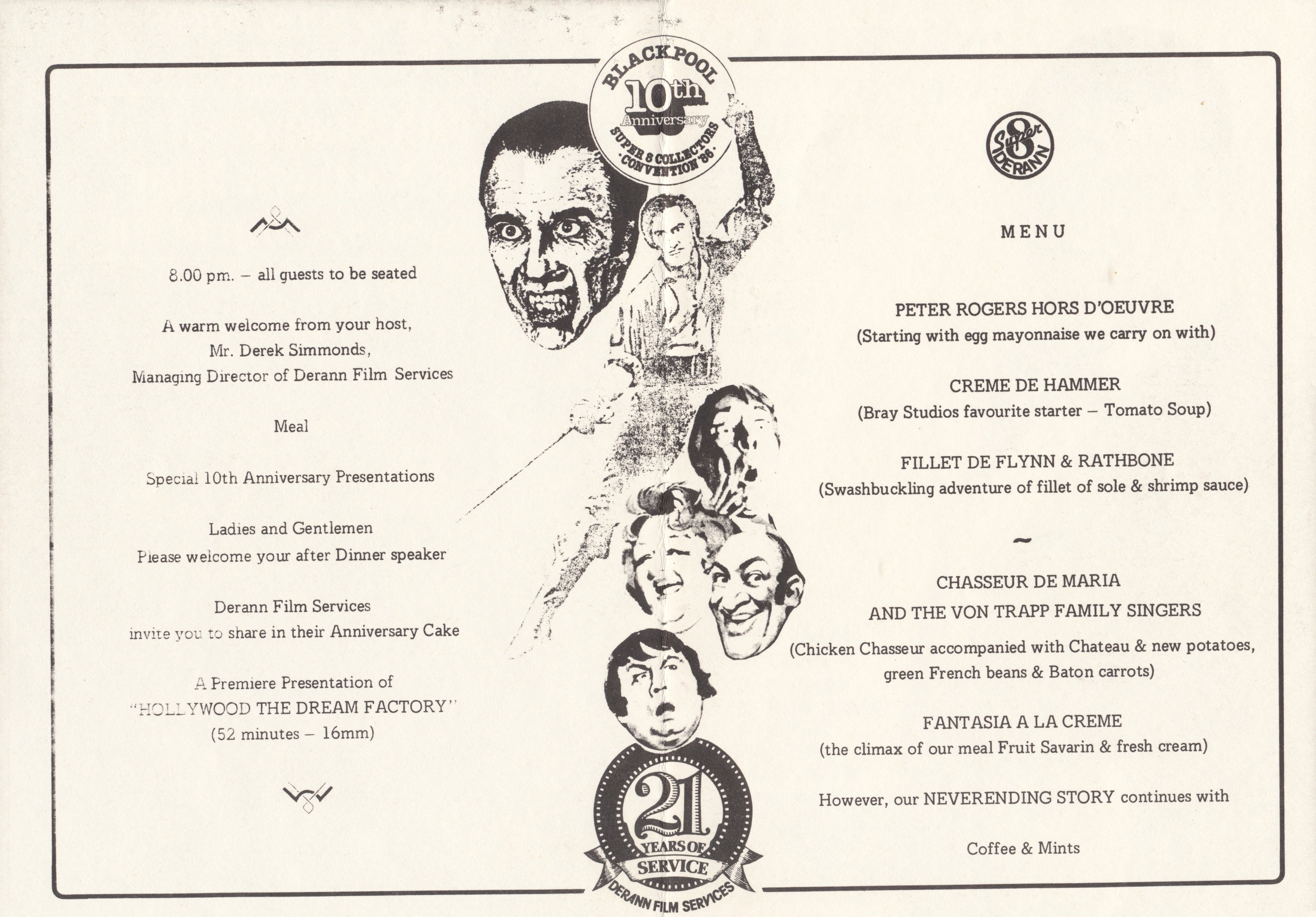 1986 Convention Dinner programme, page 2-3